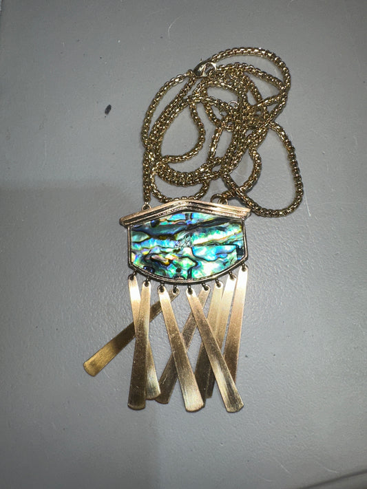 Blue Mother of Pearl Long Necklace