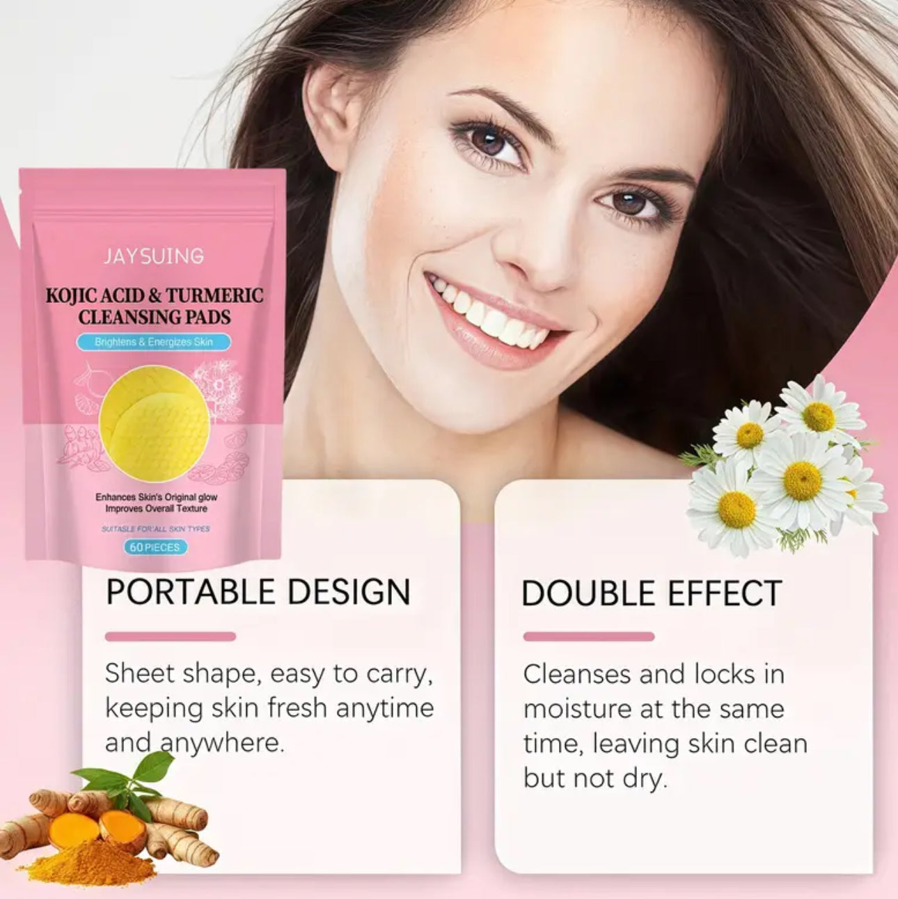 JAYSUING Turmeric & Kojic Acid Facial Cleansing Pads