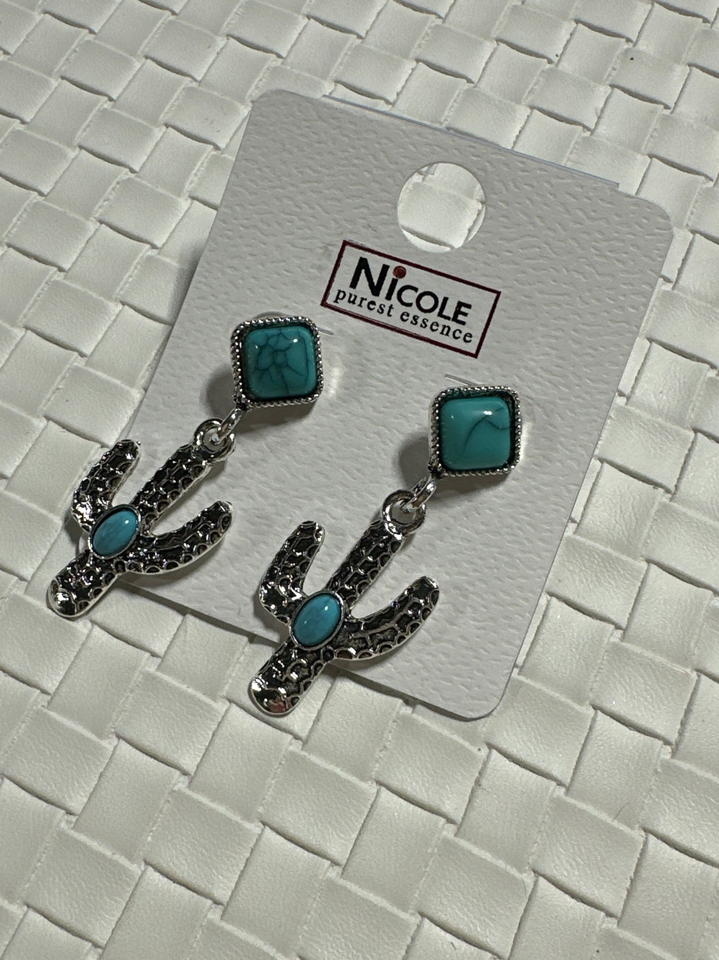 Cactus Earrings Blue