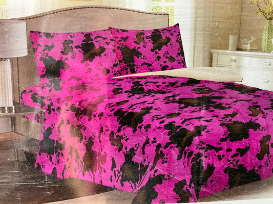 Pink Cowhide 3PC BEDSPREAD - Jumbo King