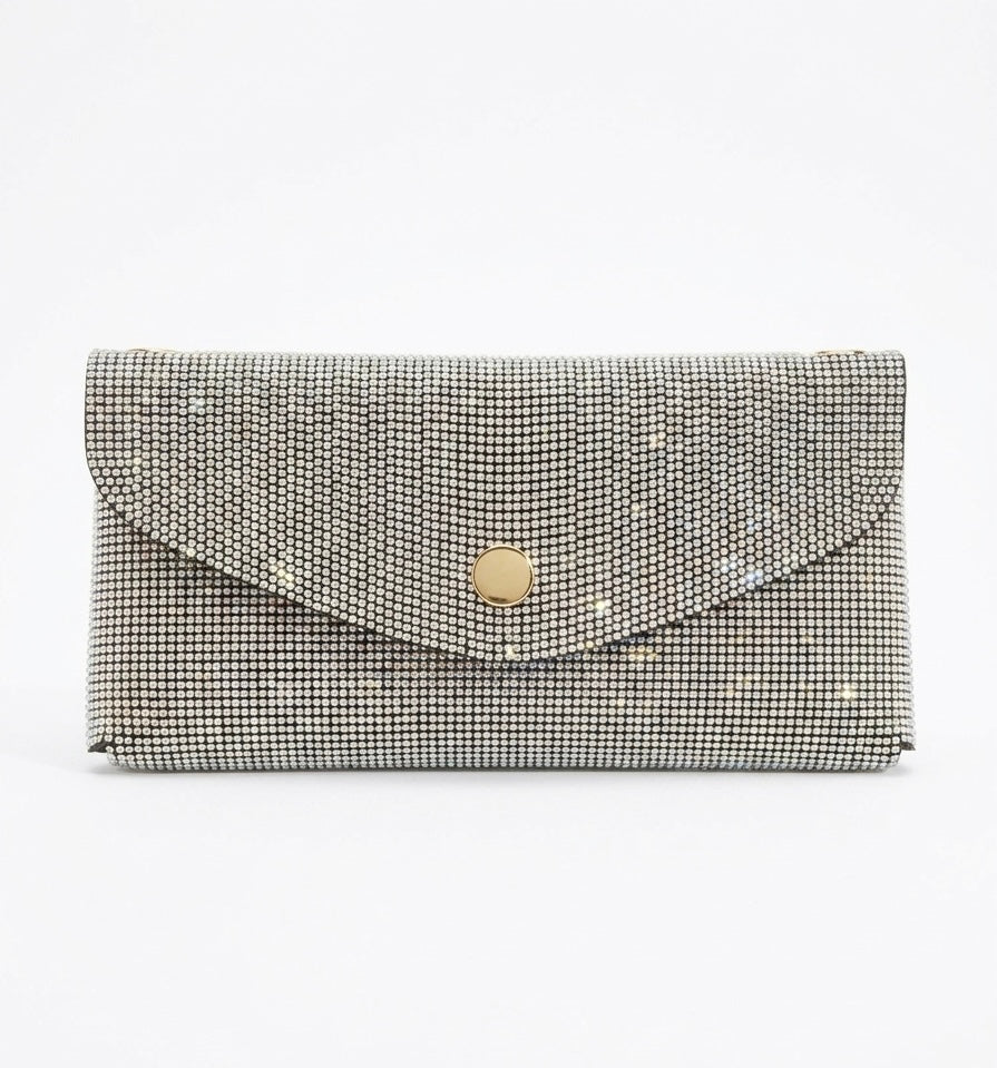 2 in 1 wallet and clutch with crystals