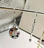 Artistic Palette & Brush Dangle Earrings