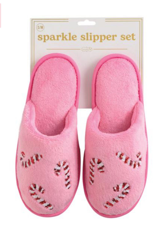 HOLIDAY CANDY CANE SPARKLE SLIPPERS