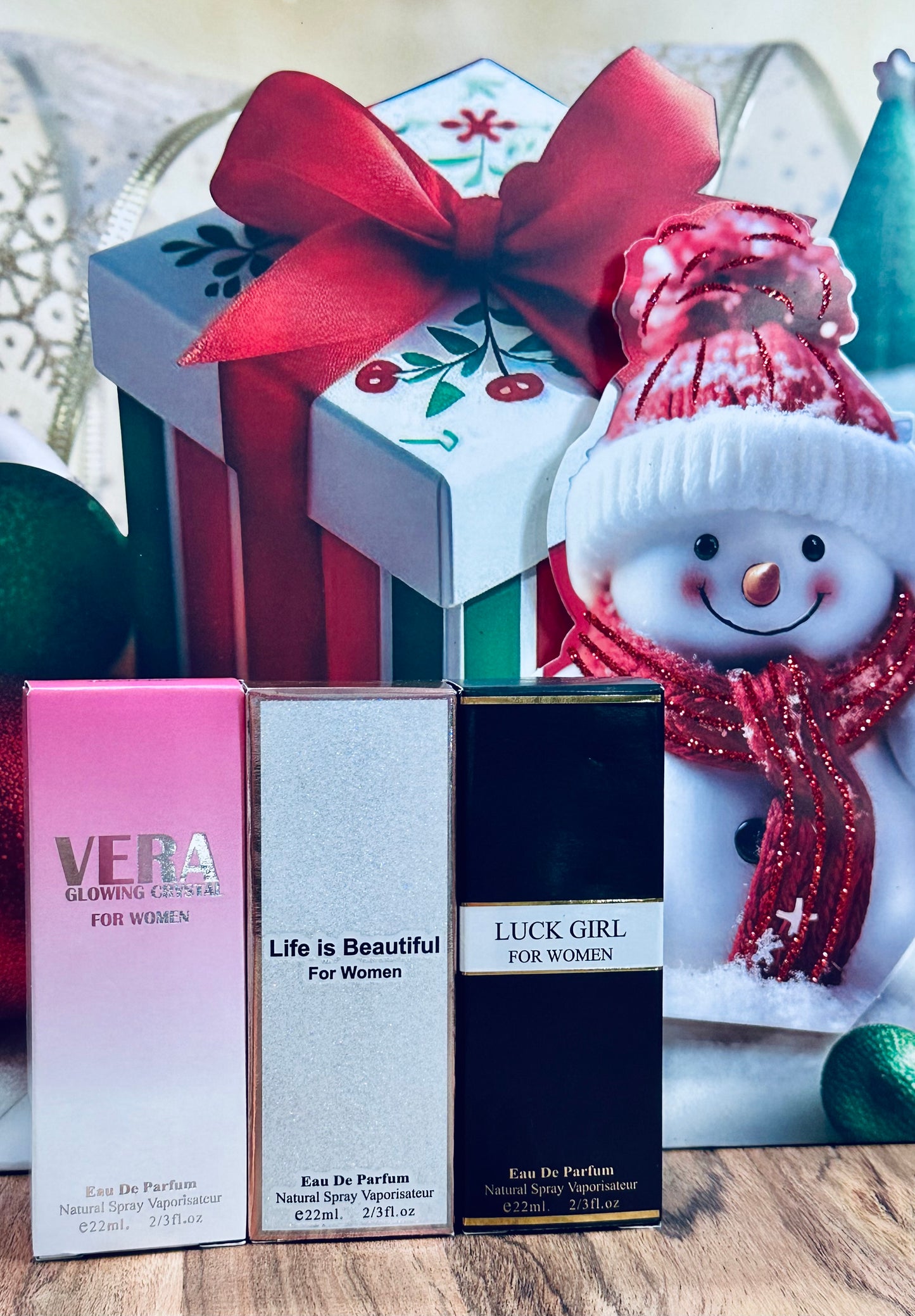 ✨ Holiday Perfume Trio 55% OFF – 22ml Eau de Parfum (Vera • Life Is Beautiful • Lucky Girl)