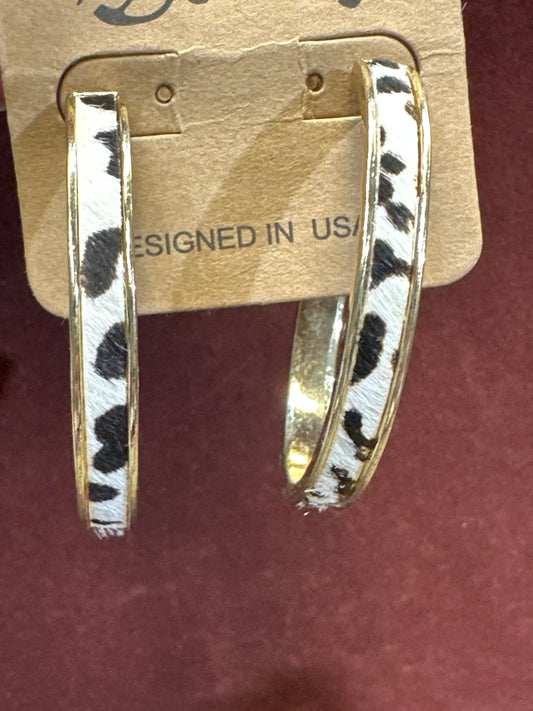 Big black and white cheetah hoops