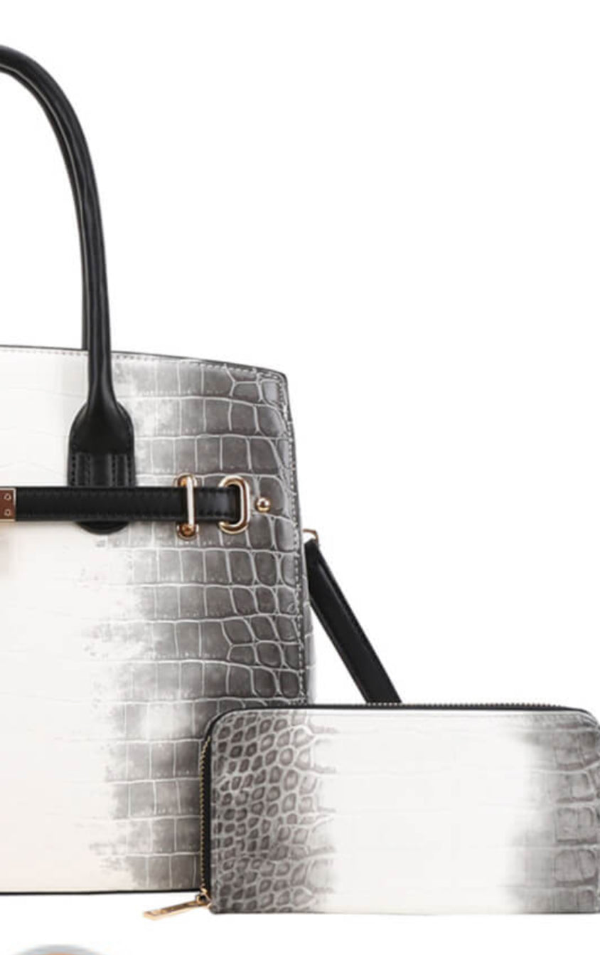 2in1 Tie-dyed Hot Crocodile Satchel Wallet Set XM-6794W