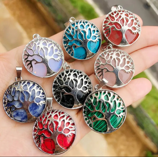 Natural Stone Tree Of Life Pendants