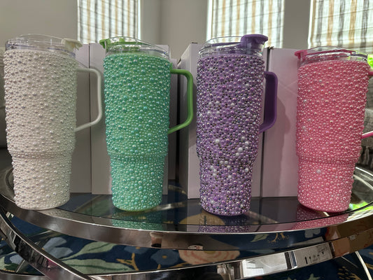 Rhinestones and Pearls Tumbler