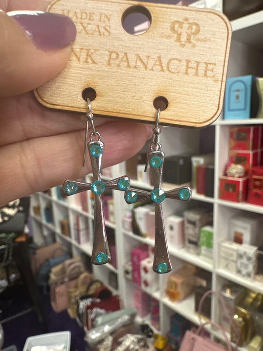 Silver Blue Cross earrings