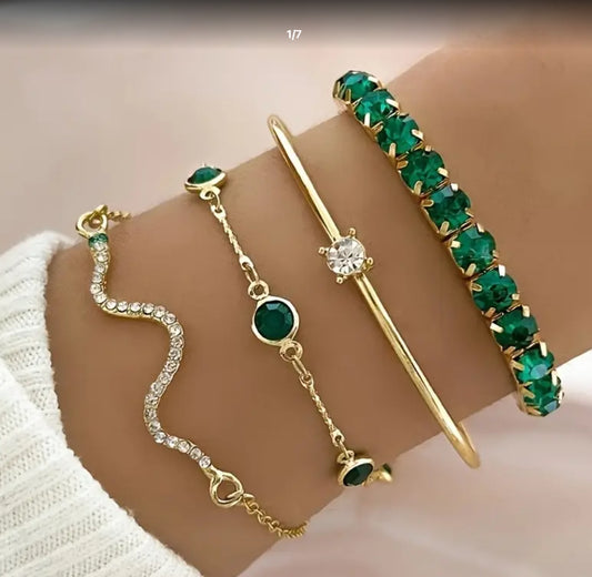 Green emerald bracelets