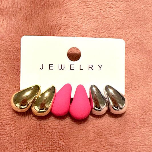 Tear Drop earrings- 3 pcs