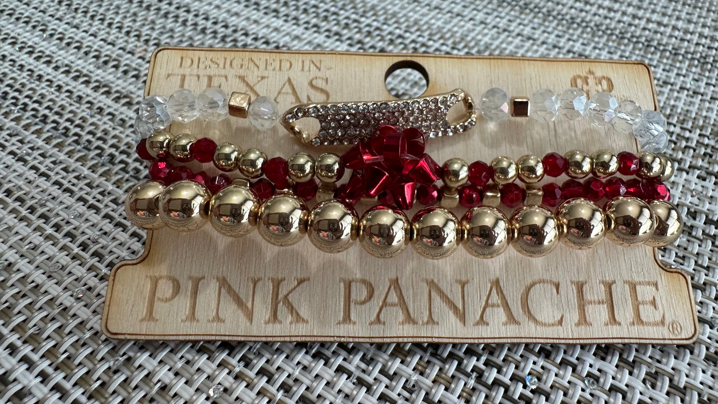 Red Bow and Gold Stack (Austrian Crystals)