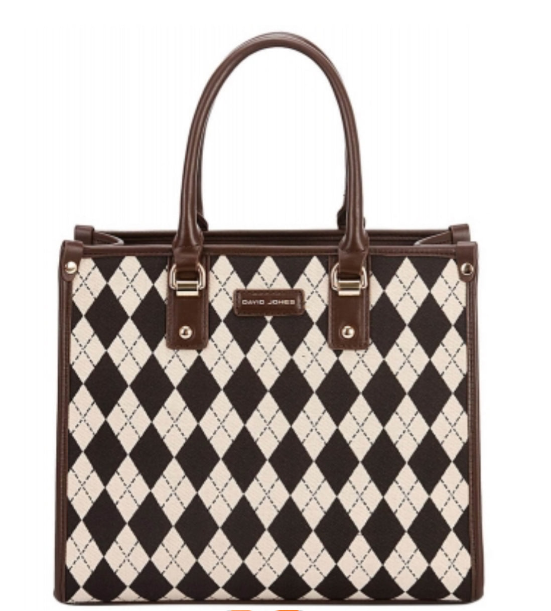 David Jones Argyle Pattern PU Leather Handbag 6891-4