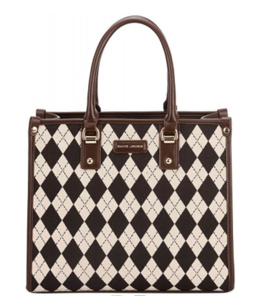 David Jones Argyle Pattern PU Leather Handbag 6891-4