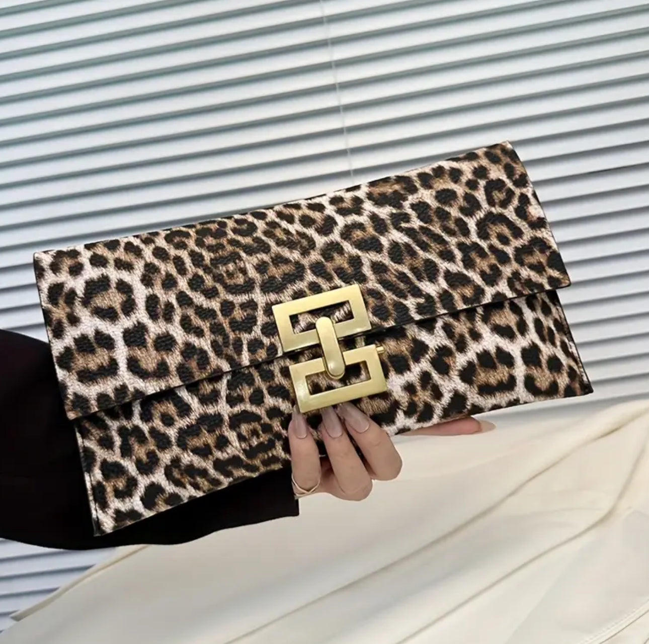 Large Leopard Clutch