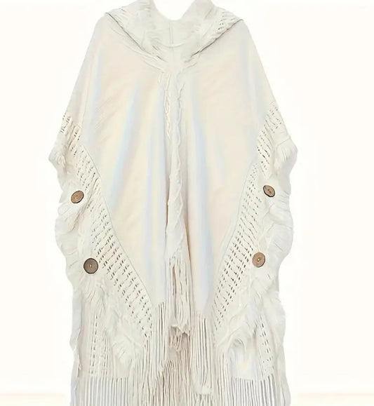 Soft Knitted Stylish Tassel Cape Shaw -one size fits all