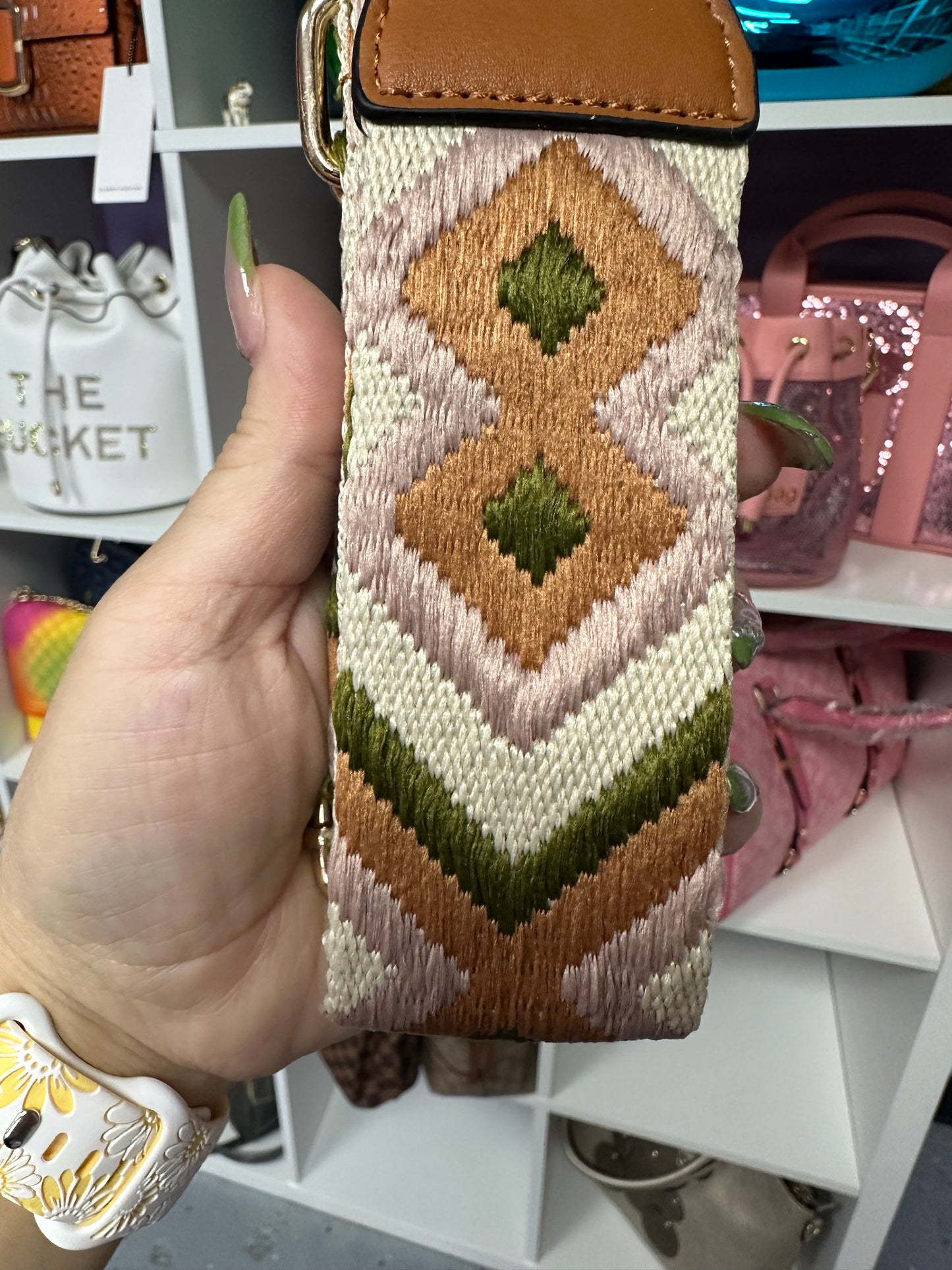 Tribal green Guitar Bag Strap