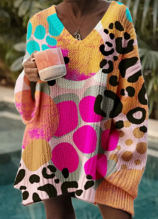 Oversized Cheetah Multicolor Sweatshirt -XL