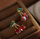 Red Synthetic Zircon Cherry Earrings