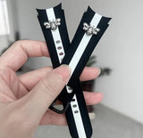 Chic Black & White Striped Silicone Watch Strap