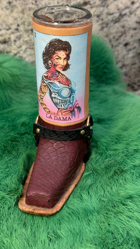 La Dama shot glass boots
