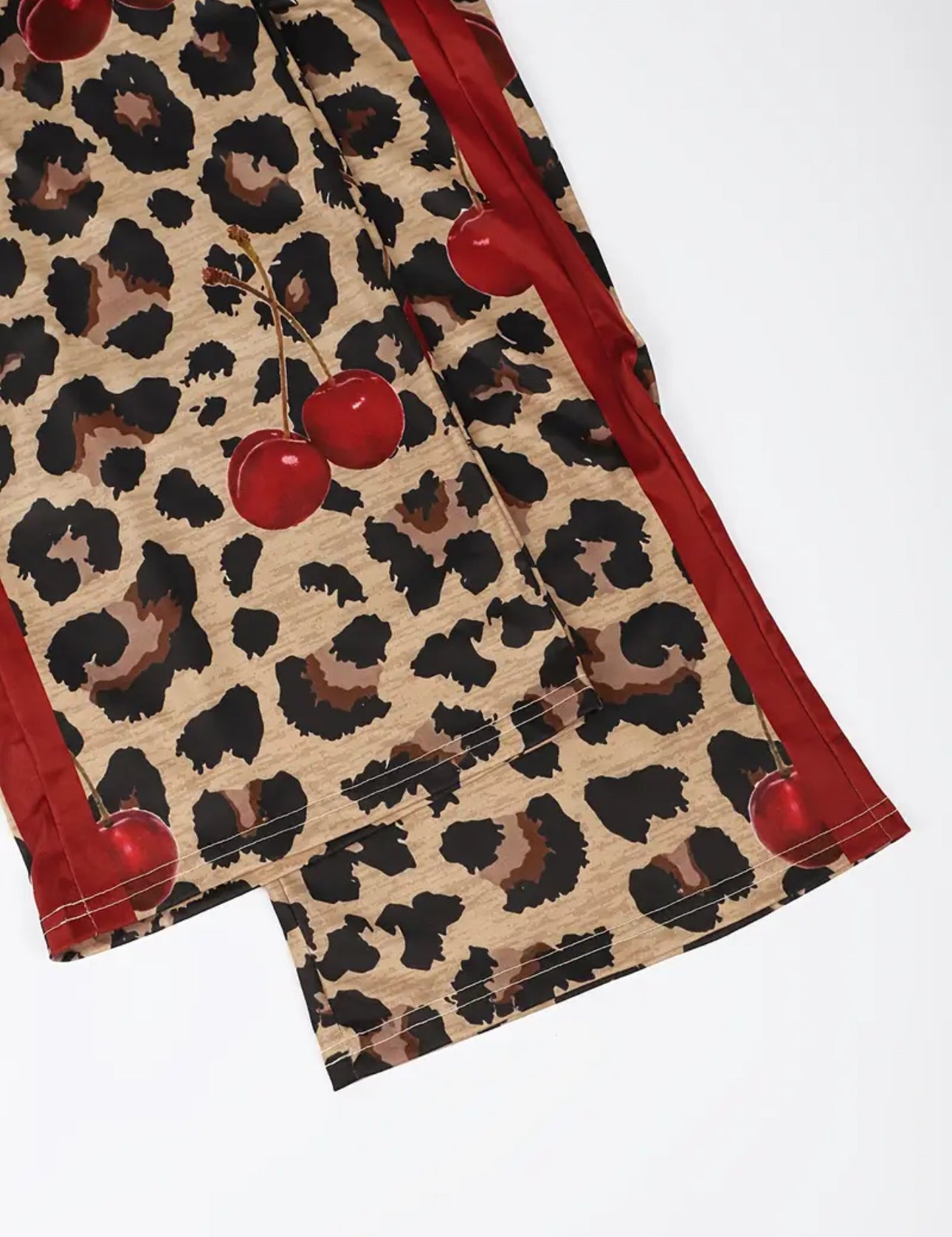 Cherry And Leopard Print Wide-leg Pants