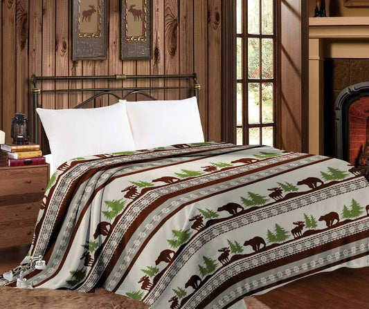 THIN THROW BLANKET - BEAR FOREST
