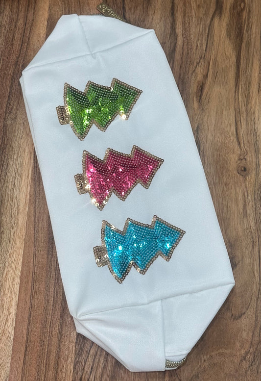 MudPie Holiday “Xmas Trees” Sparkle Makeup Bag