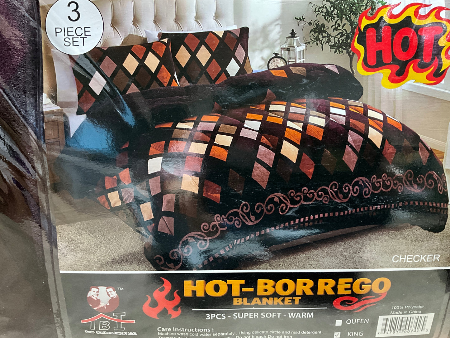 Checker BORREGO 3PC BEDSPREAD - Queen