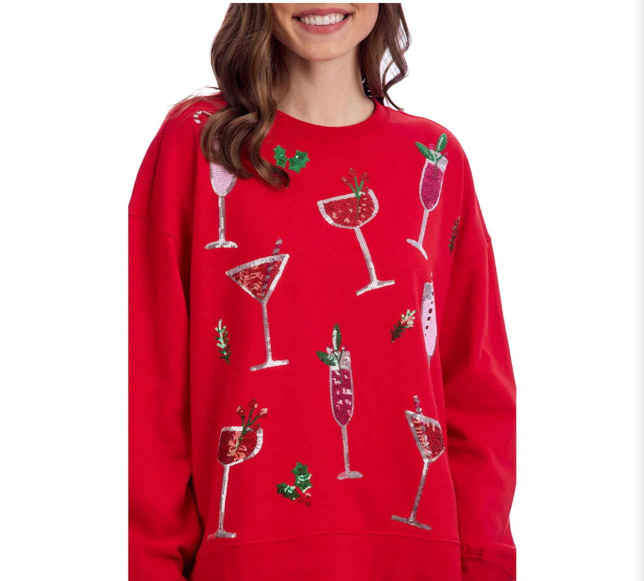 Mudpie Red Holiday Sparkle Sweatshirt