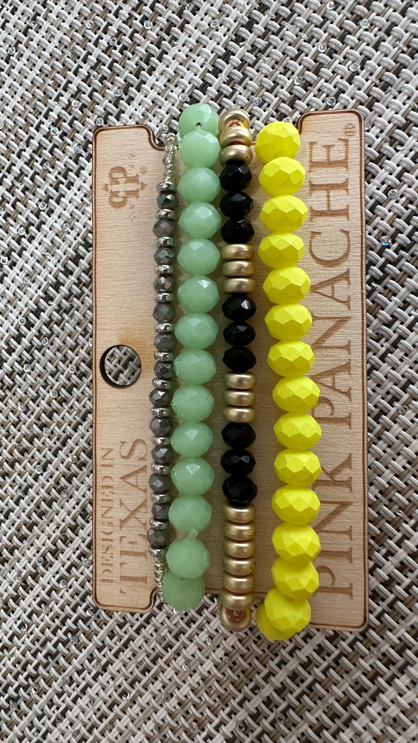 Neon Yellow, Green and Black Stack (Austrian Crystals)