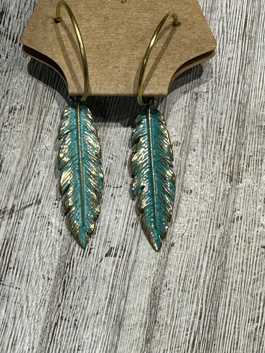 Blue Feather Earrings