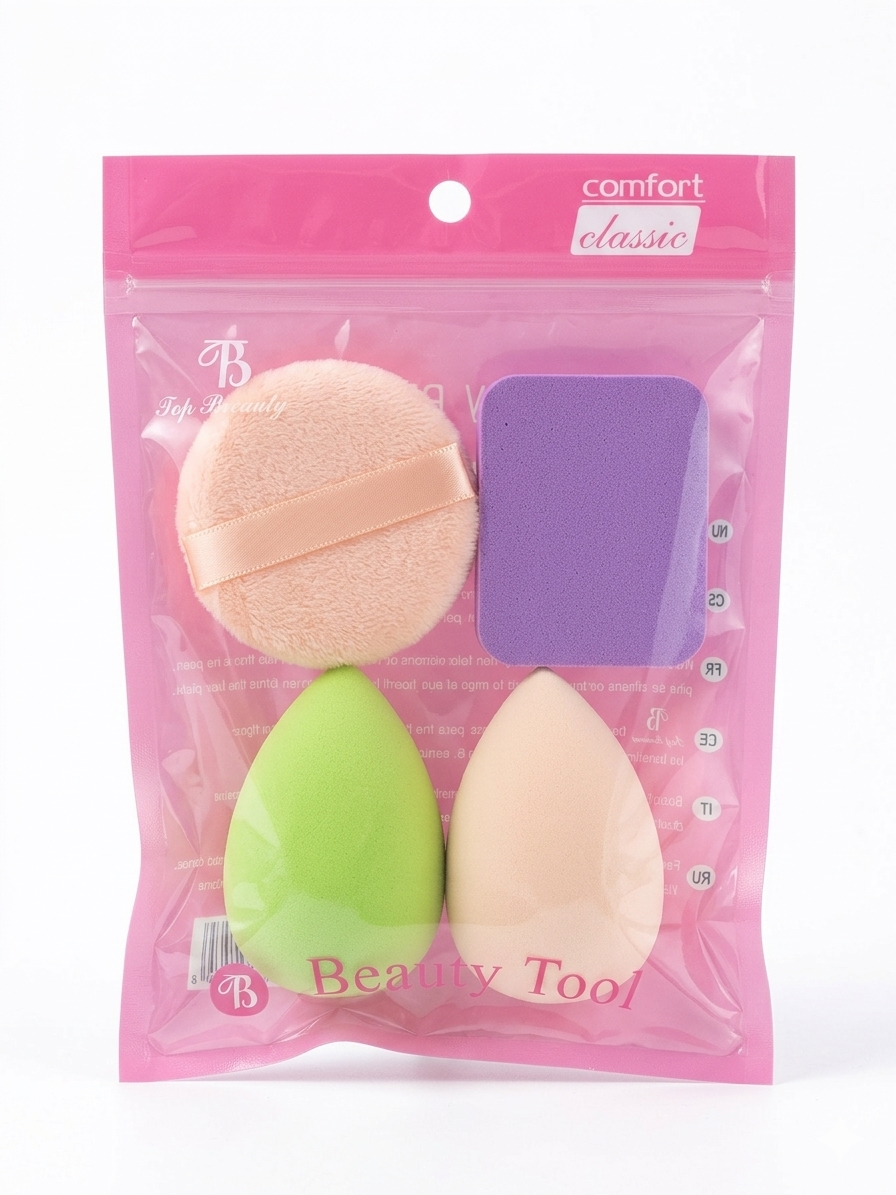 Beauty Tool Makeup Set – 4 Piece Blending & Powder Puff Collection