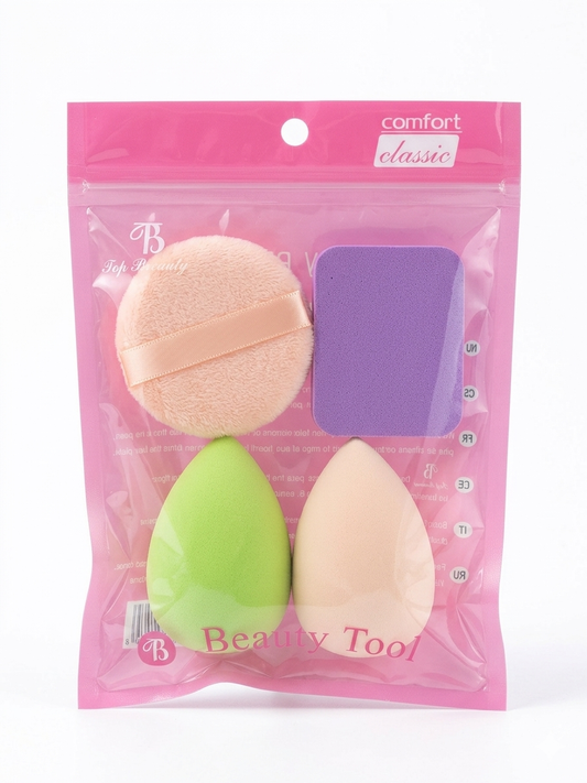 Beauty Tool Makeup Set – 4 Piece Blending & Powder Puff Collection