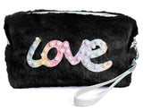 Soft Faux Fur Love Letter Pouch Bag Makeup Bag