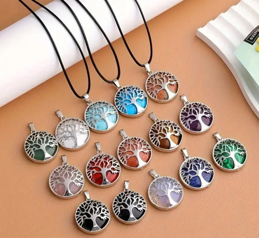 Natural Stone Tree Of Life Pendants