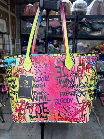 Becky multicolor Graffiti TOTE BAG