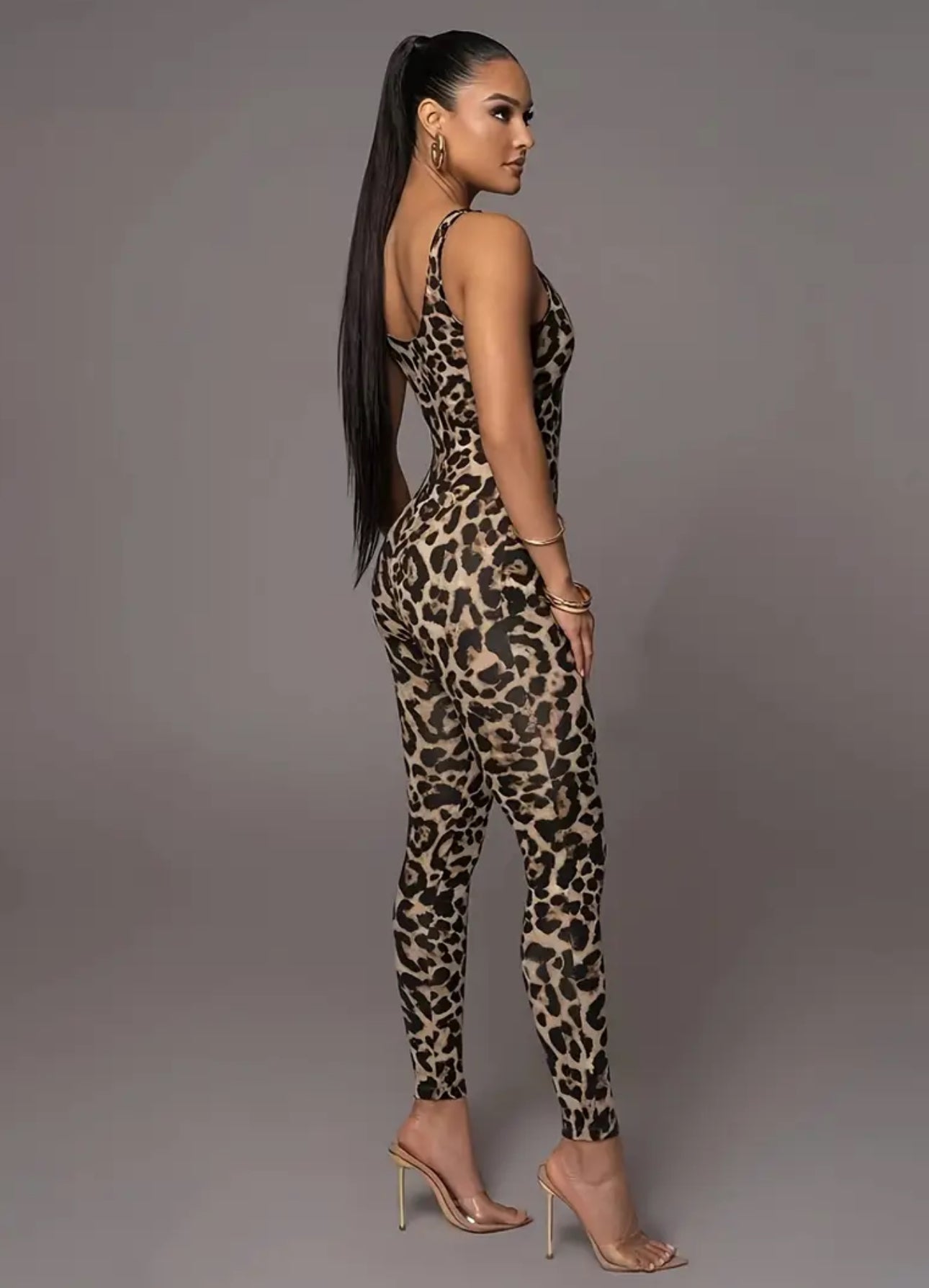 Ultra-Soft Leopard Print Athletic Jumpsuit - XL