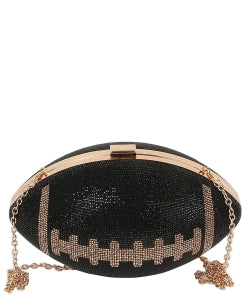 Black Rhinestone Football Clutch sold Bag