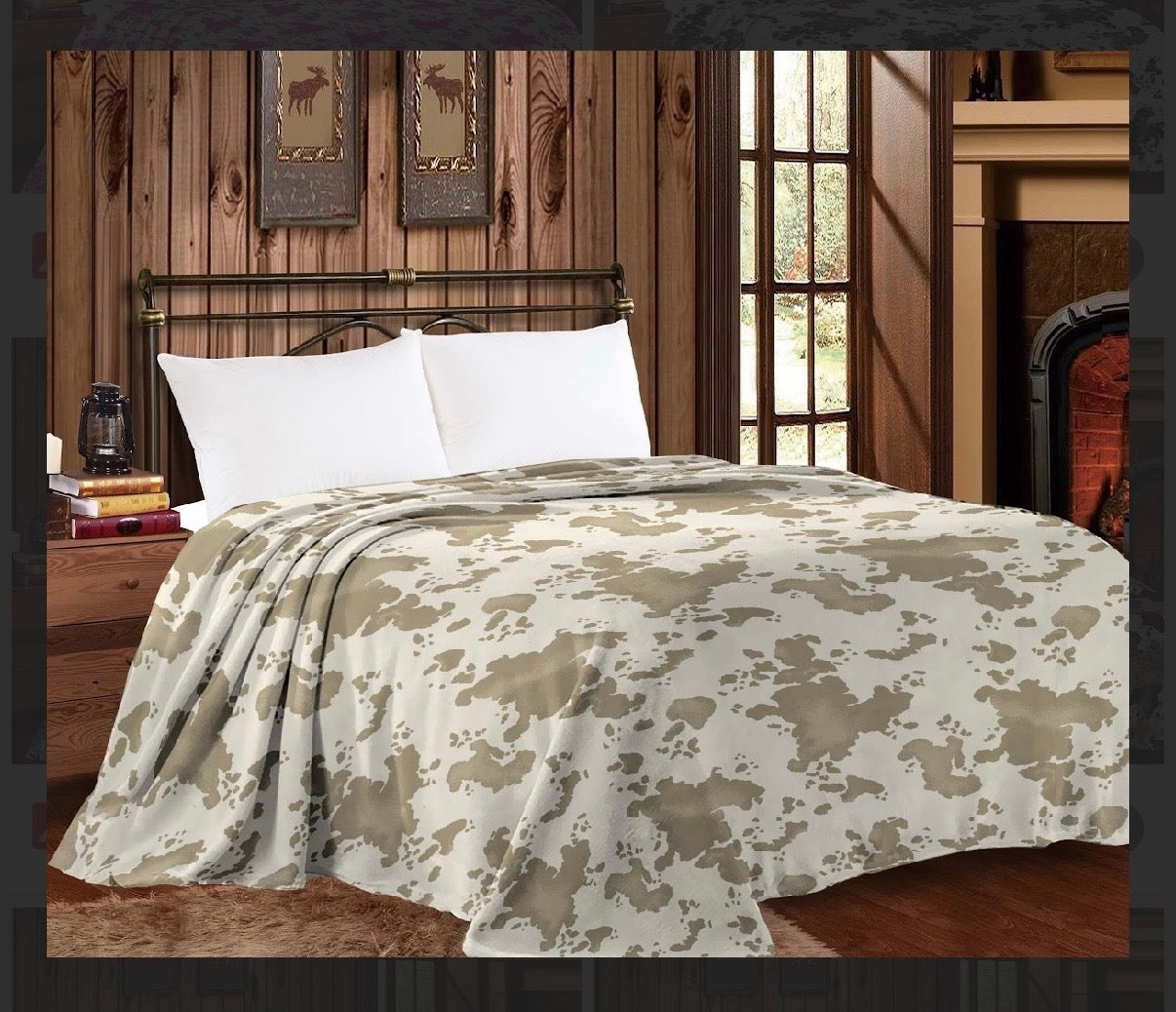 CHAMPAGNE COW PRINT - KING MIA BLANKET