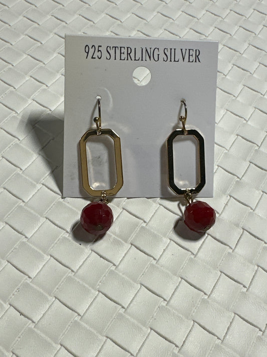Scarlet Square Gold Earrings