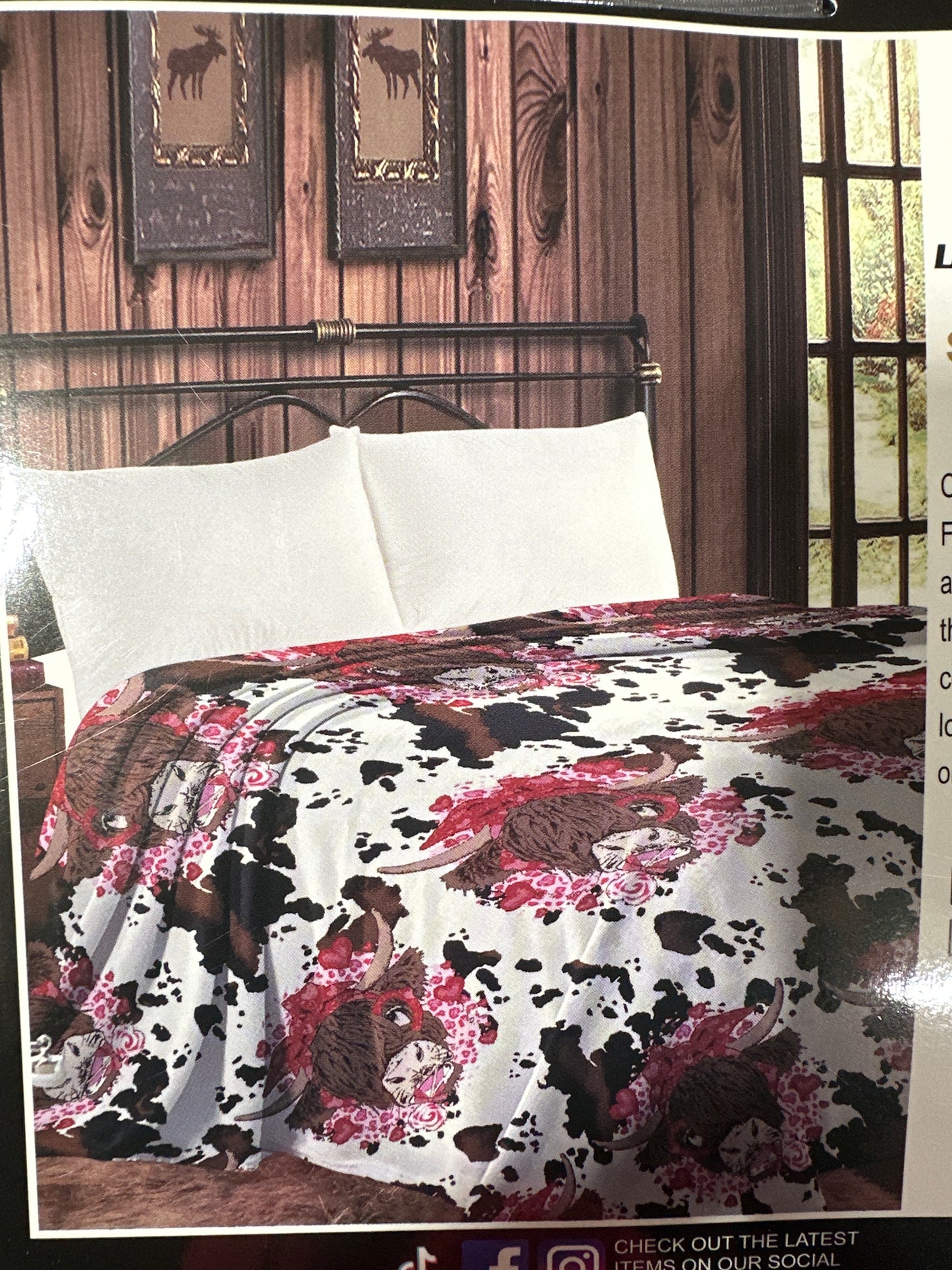 PINK COW THIN THROW twin blanket