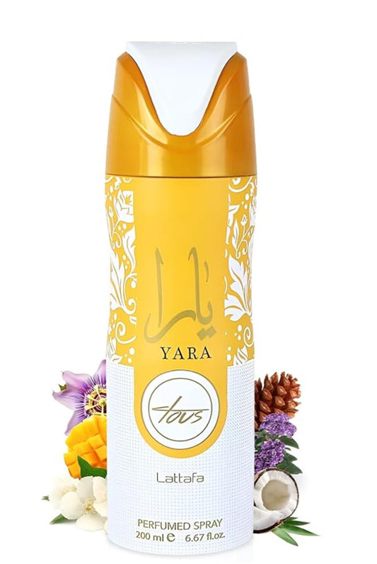 Lattafa Yara Tous – Fruity, Tropical, Gourmand, Musky – Perfumed Deodorant Spray for Women, 6.67 Ounce / 200 ml