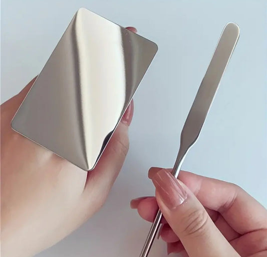2pcs Ring Finger Makeup Mixing Palette, With Spatula