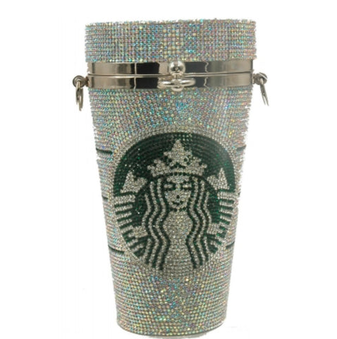 LARGE Starbucks Rhinestone Coffee Cup Purse B1685 AB