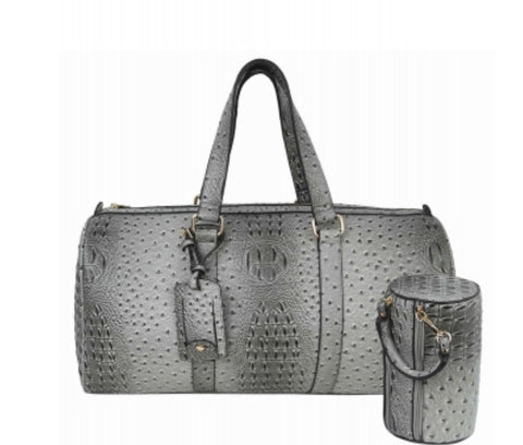 Ostrich Croc 2-in-1 Duffle & Makeup Pouch Set