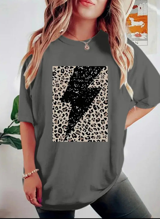 Gray Lightning ⚡️ Leopard Shirt