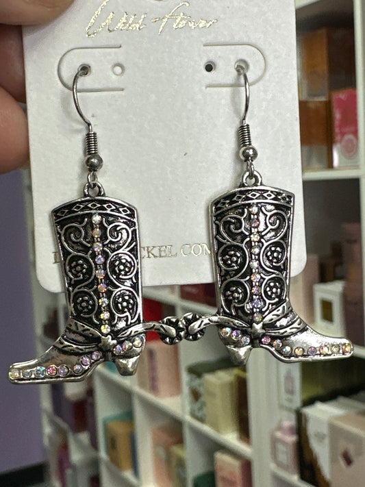 Sally Silver with Rhinestones earrings