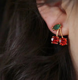 Red Synthetic Zircon Cherry Earrings