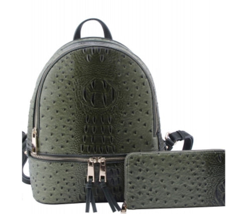 HOUSTON Ostrich Croc 2-in-1 Backpack